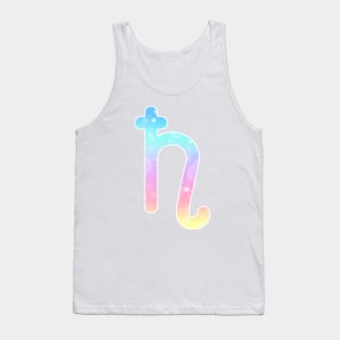 Saturn Planet Symbol in Magical Unicorn Colors Tank Top